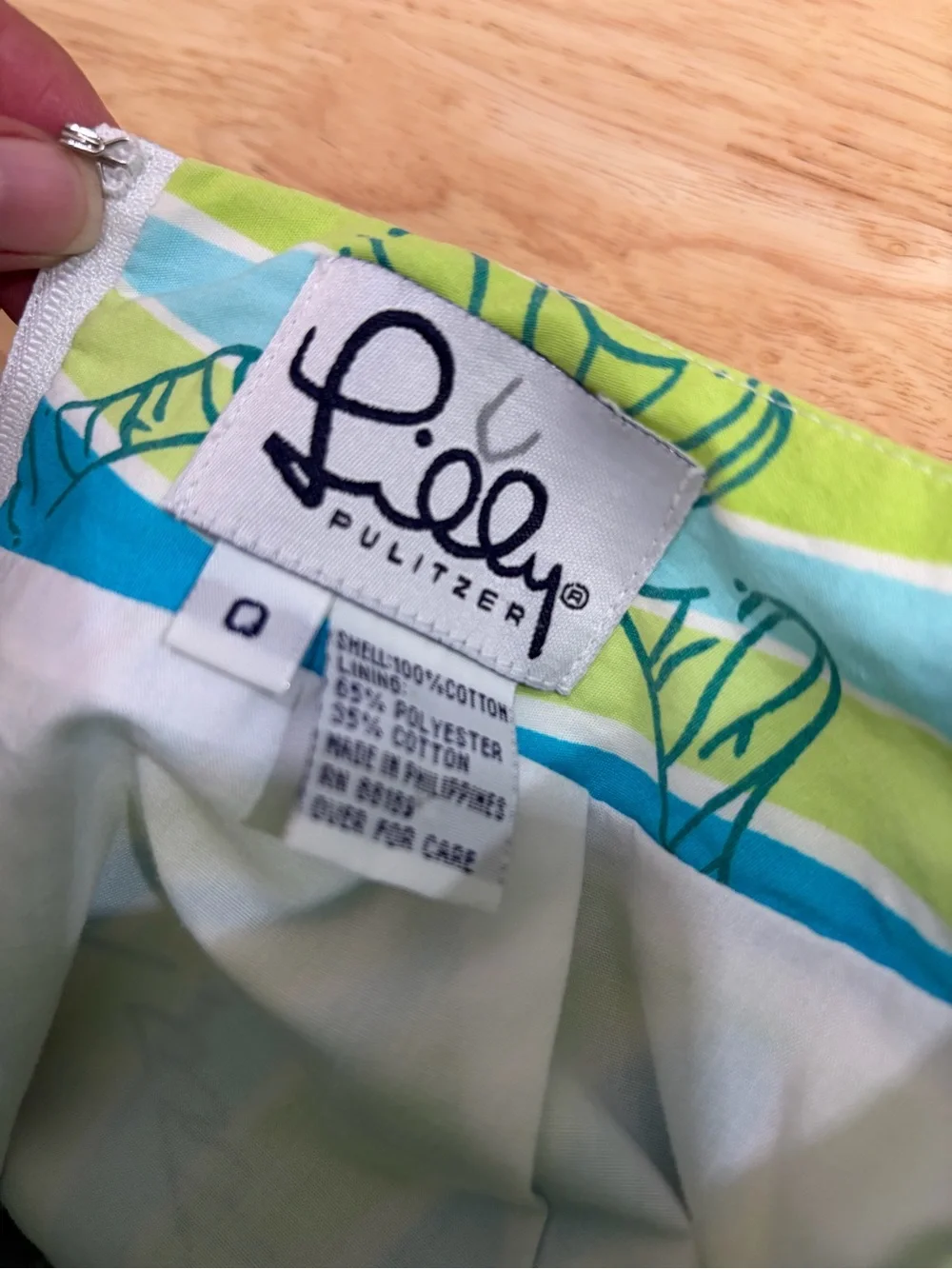 Vintage Lilly Pulitzer 100% Cotton Skirt Blue Lime Novelty Fish Tropical Mini